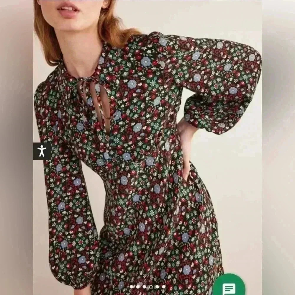 Boden Tie Neck Shirt Dress size 10L - Picture 4 of 10